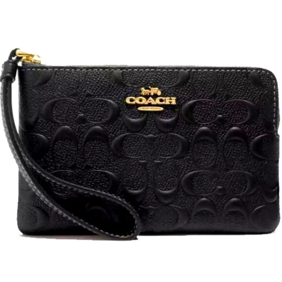 Corner Zip Wristlet In Signature Leather - Picture 2 of 12